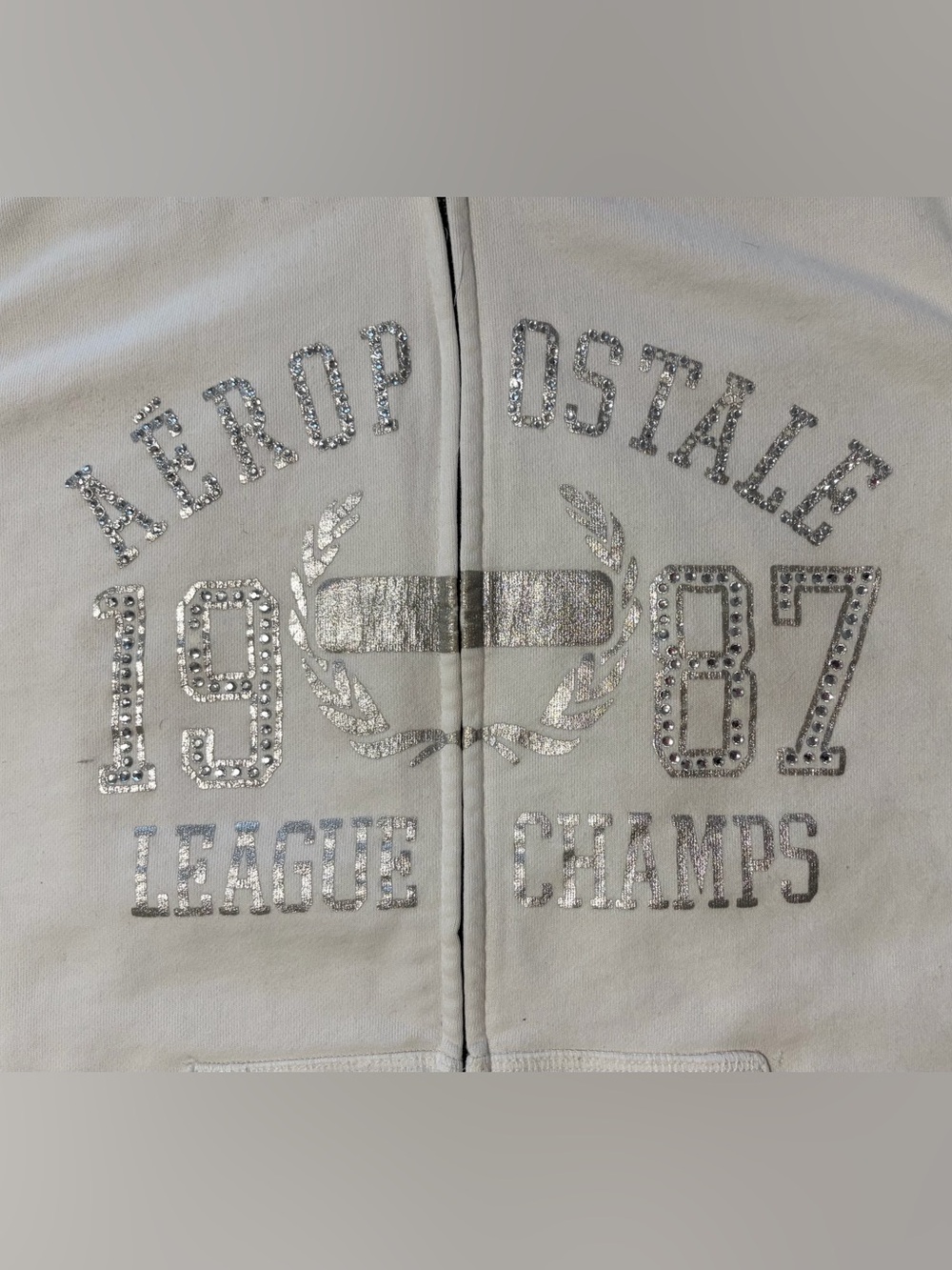 Aeropostale White Hooded Zip-up Jacket